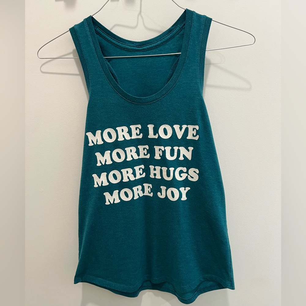 🤍Teal Tank Top with White Text🤍